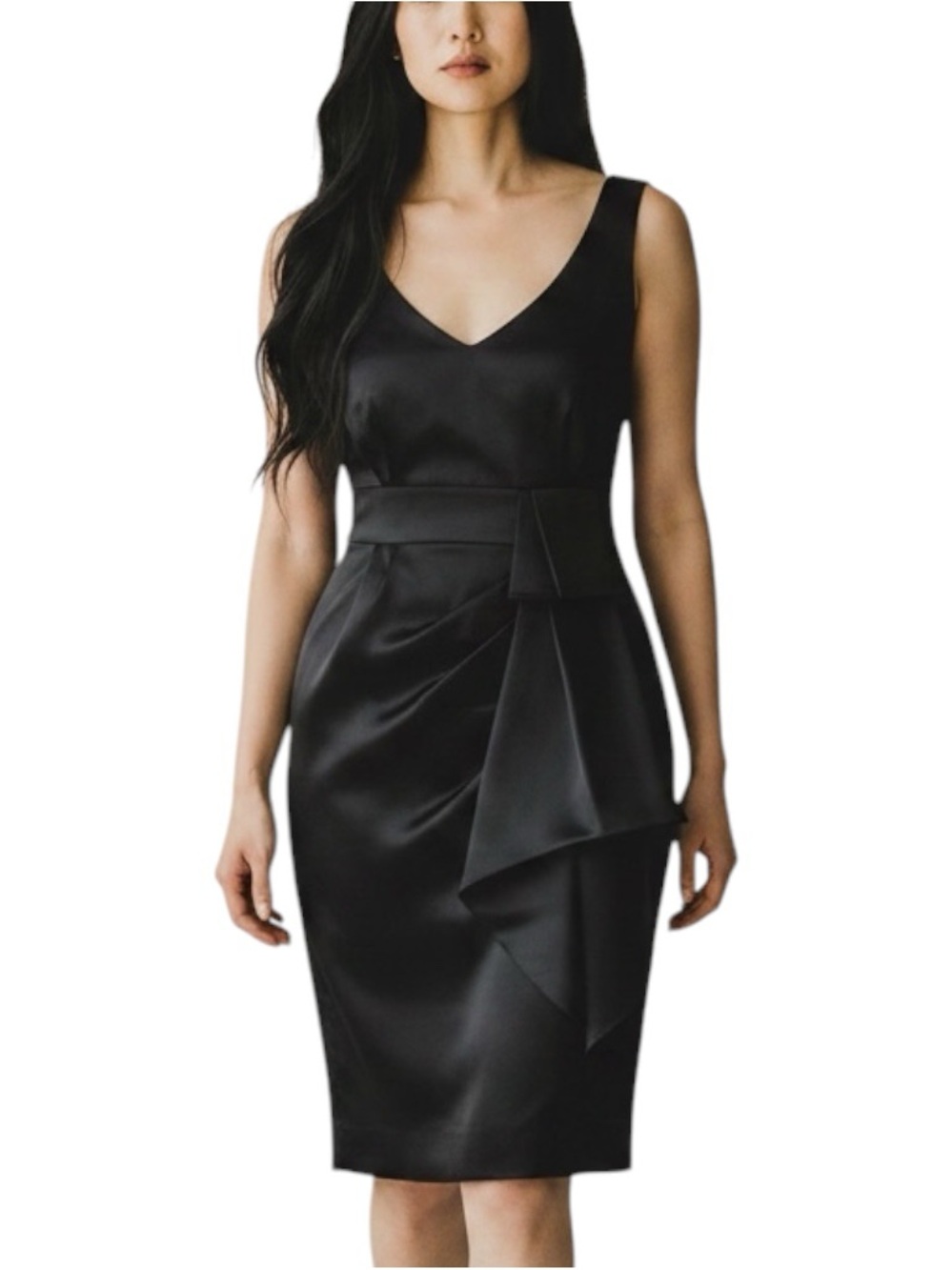 Max & Cleo Metallic Black Satin Sleeveless Dress NWOT Size 2 Event Romantic